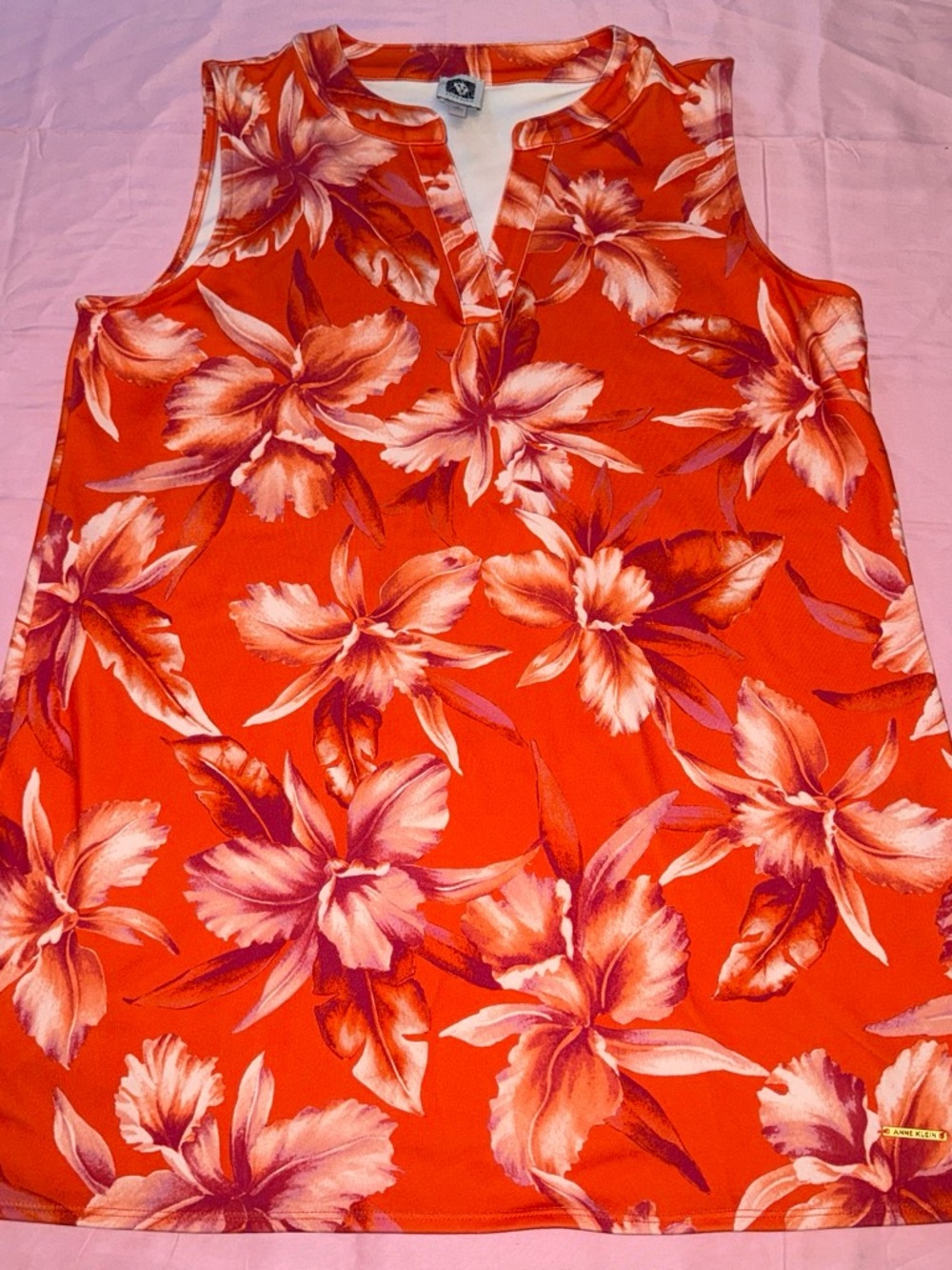 Anne Klein Orange Floral Sleeveless Tank